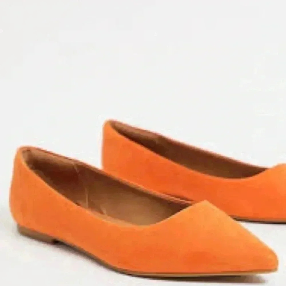 [7]Asos Design Lucky Pointed  Orange Ballet Flat
